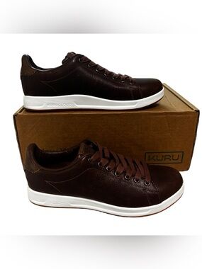 KURU Roam Shoes Mens Size 9.5 Clove Brown Leather Comfort Walking Sneakers